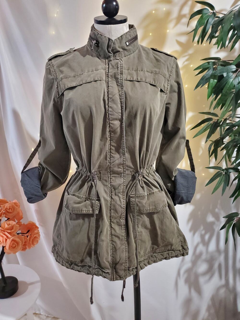 Levis Lightweight Legacy Cotton Fishtail Anorak Jacket Womens Size S Utility